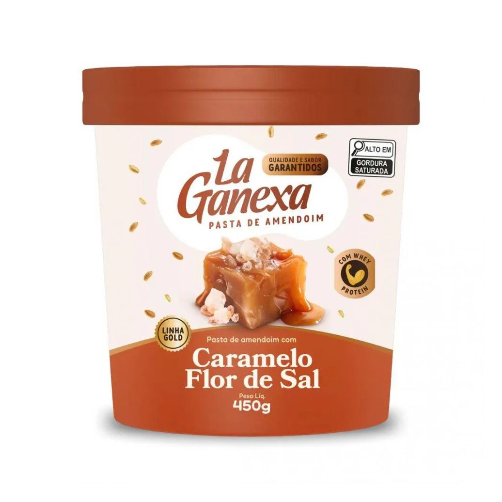 Pasta de Amendoim Integral Gourmet (450g) – Sabor: Caramelo e Flor de Sal (com Whey Protein)