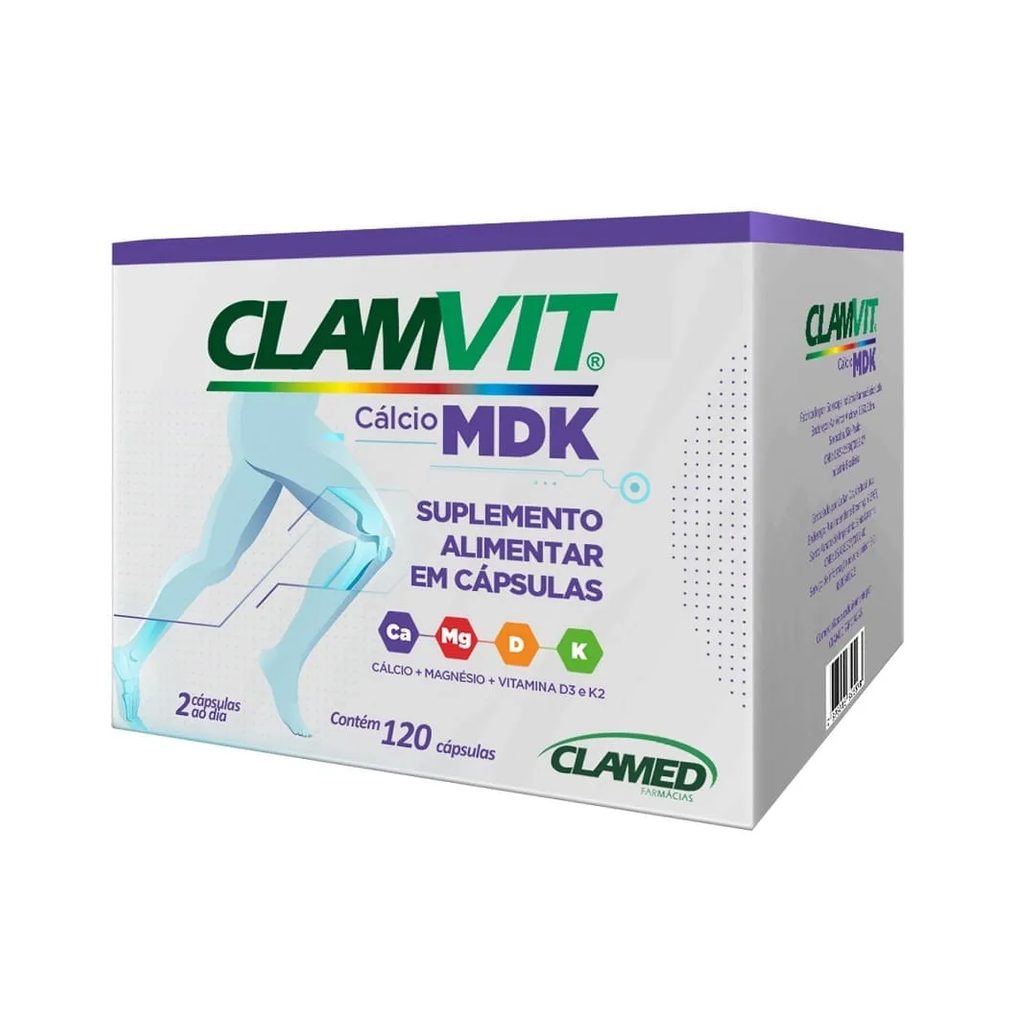 Suplemento Alimentar Clamvit Cálcio Mdk 120 Cápsulas