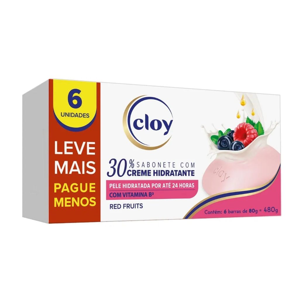 Sabonete Em Barra Cloy Red Fruits Com 6 Unidades De 80g Cada