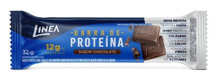 Barra De Proteína Chocolate Cobertura Chocolate Ao Leite Linea Caixa 384g 12 Unidades