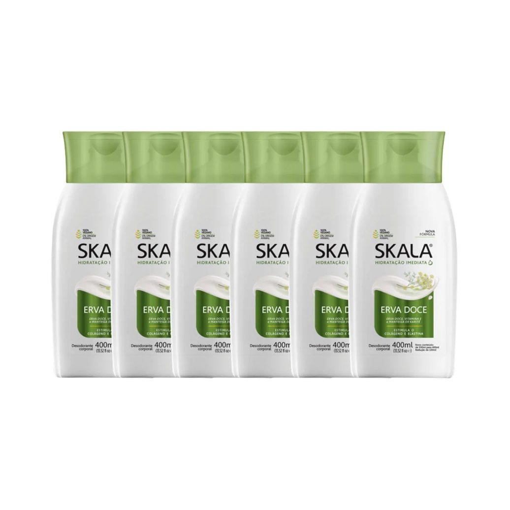 Kit 6 Loção Creme Hidratante Corporal Erva Doce Vegano Skala