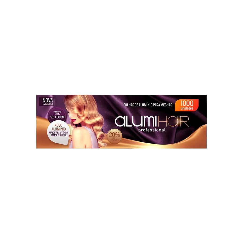 PAPEL ALUMíNIO PARA MECHAS ALUMI HAIR 1000 FOLHAS 9,5X30