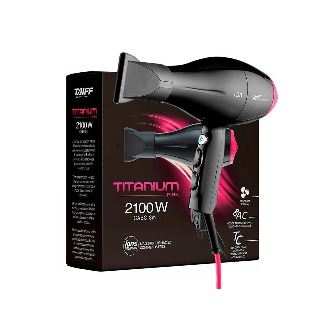 Secador Titanium Pink 2100w- 127v - Taiff Professional