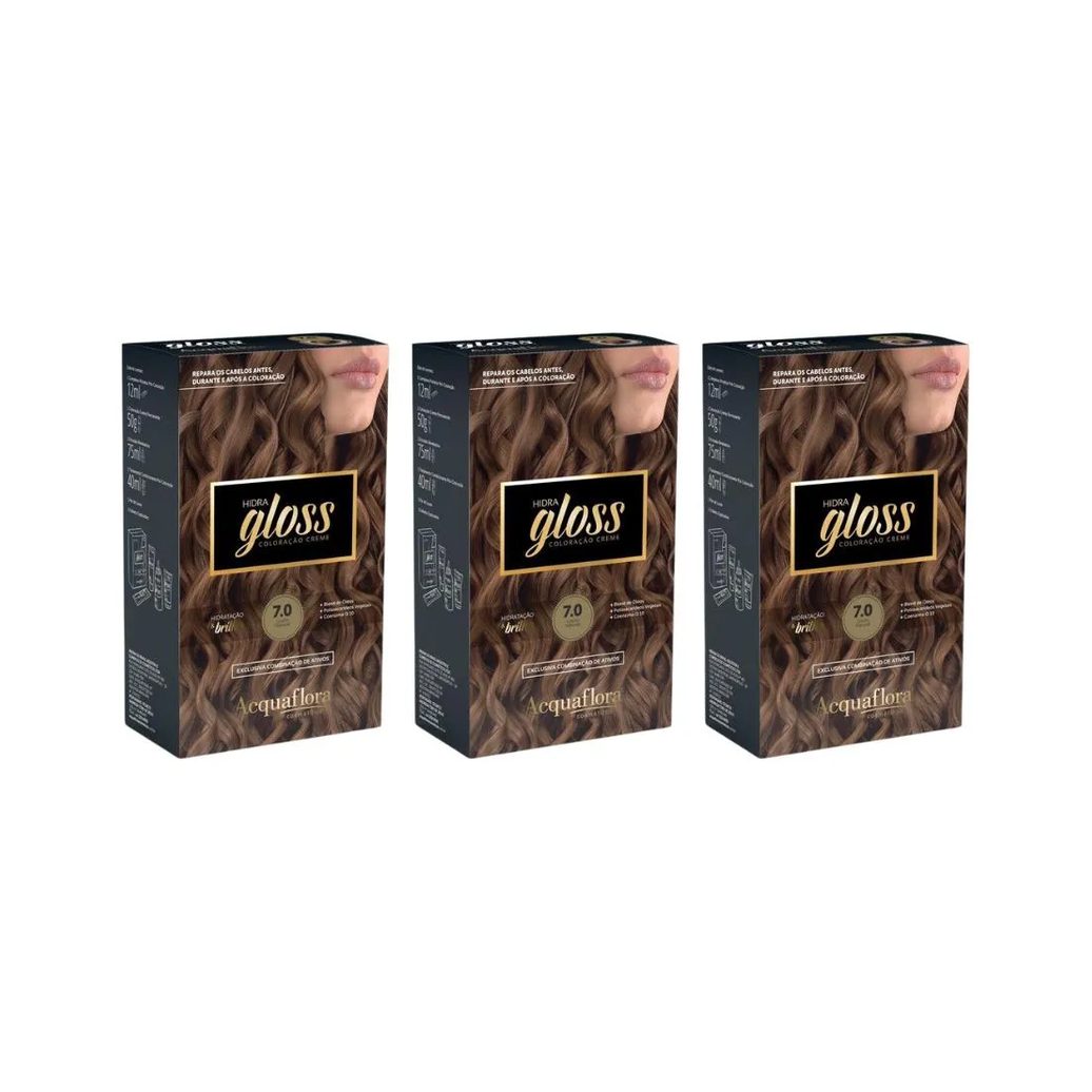 Coloraçao Acquaflora Hidra Gloss 7.0 Louro Natural-Kit C/3un