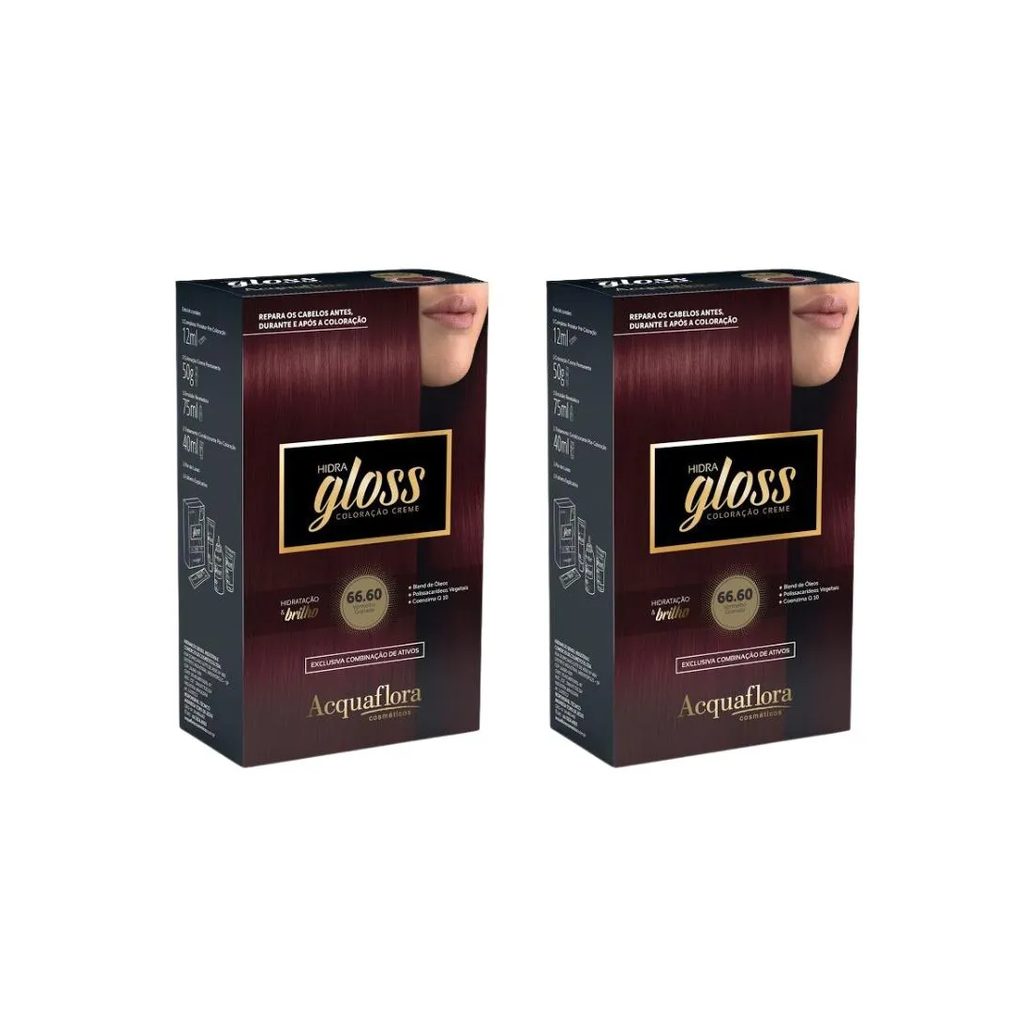 Coloraçao Acquaflora Hidra Gloss 66.60 Verm Granada-Kit C2un