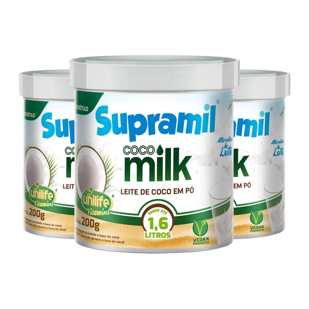 Kit 3 Coco Milk Supramil Unilife Leite de Coco em Pó 200G