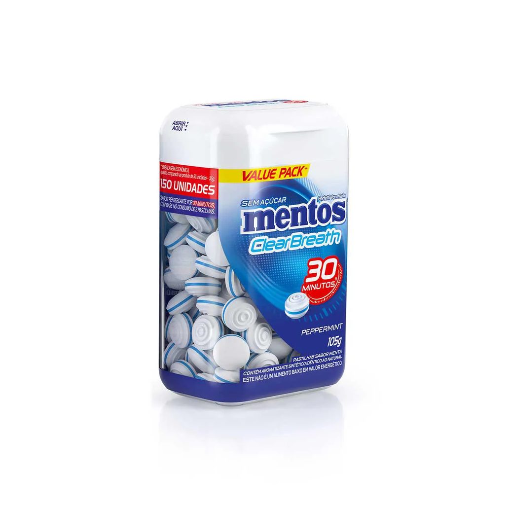 Pastilha Mentos Clear Breath Peppermint com 105g