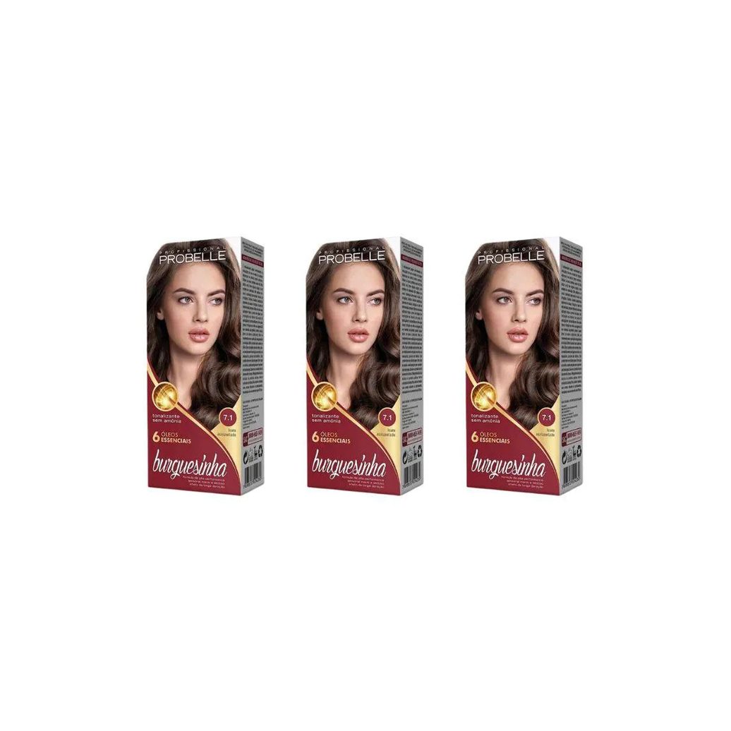 Coloraçao Probelle Burguesinha 7.1 Louro Acinz - Kit c/3un