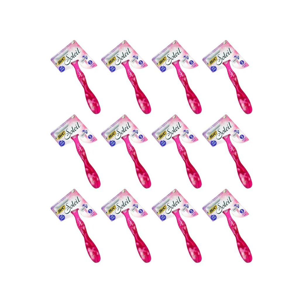 Aparelho de Barbear Bic Soleil Com 1 Rosa - Kit C/ 12un
