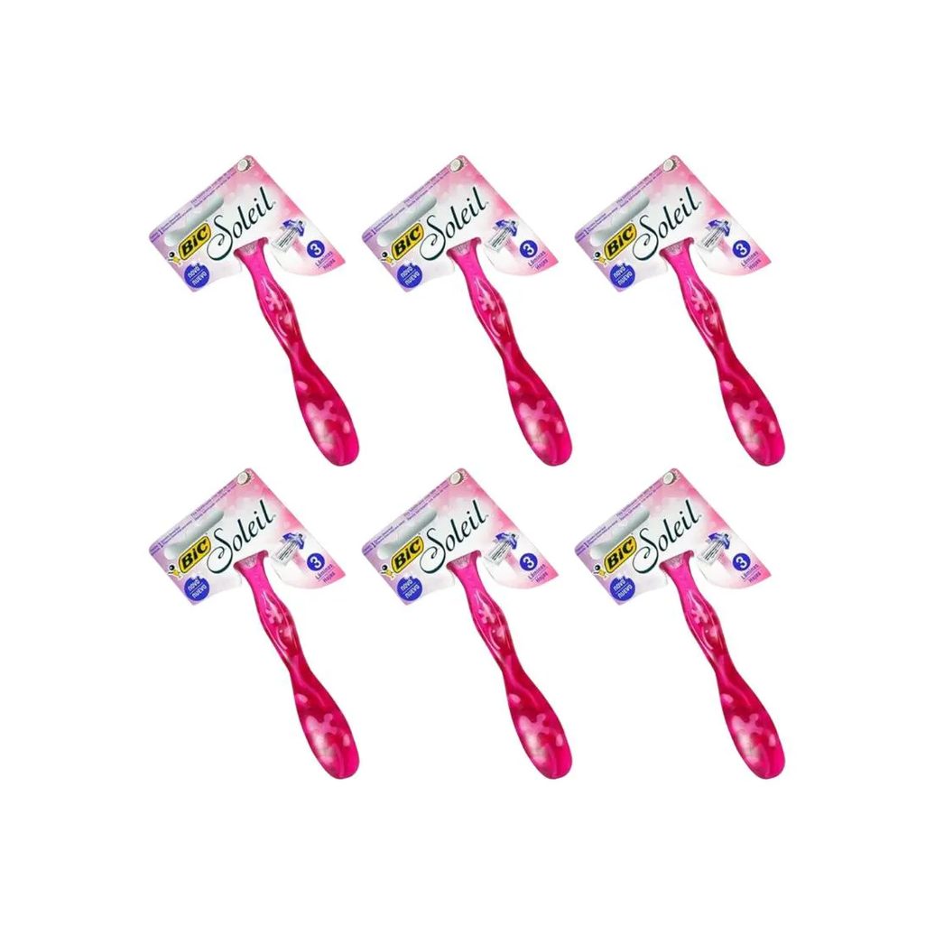 Aparelho de Barbear Bic Soleil Com 1 Rosa - Kit C/ 6un