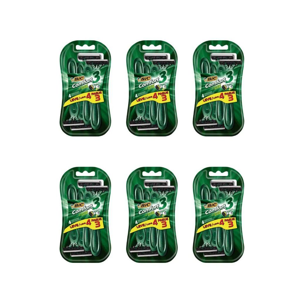 Aparelho de Barbear Bic Comfort 3 L4P3 Pele Sensivel-Kit 6un