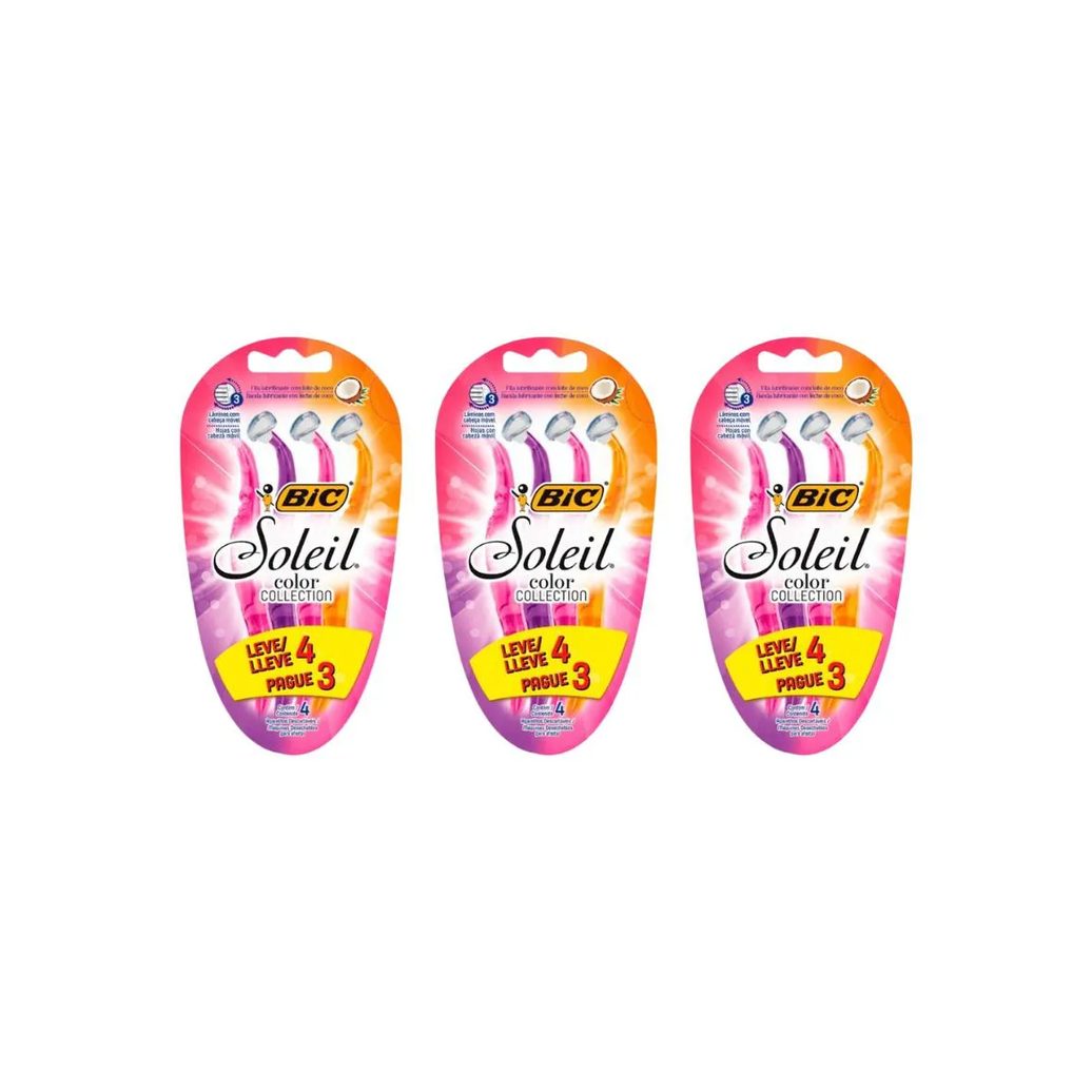 Aparelho de Barbear Bic Soleil Com 4 - Kit C/3un
