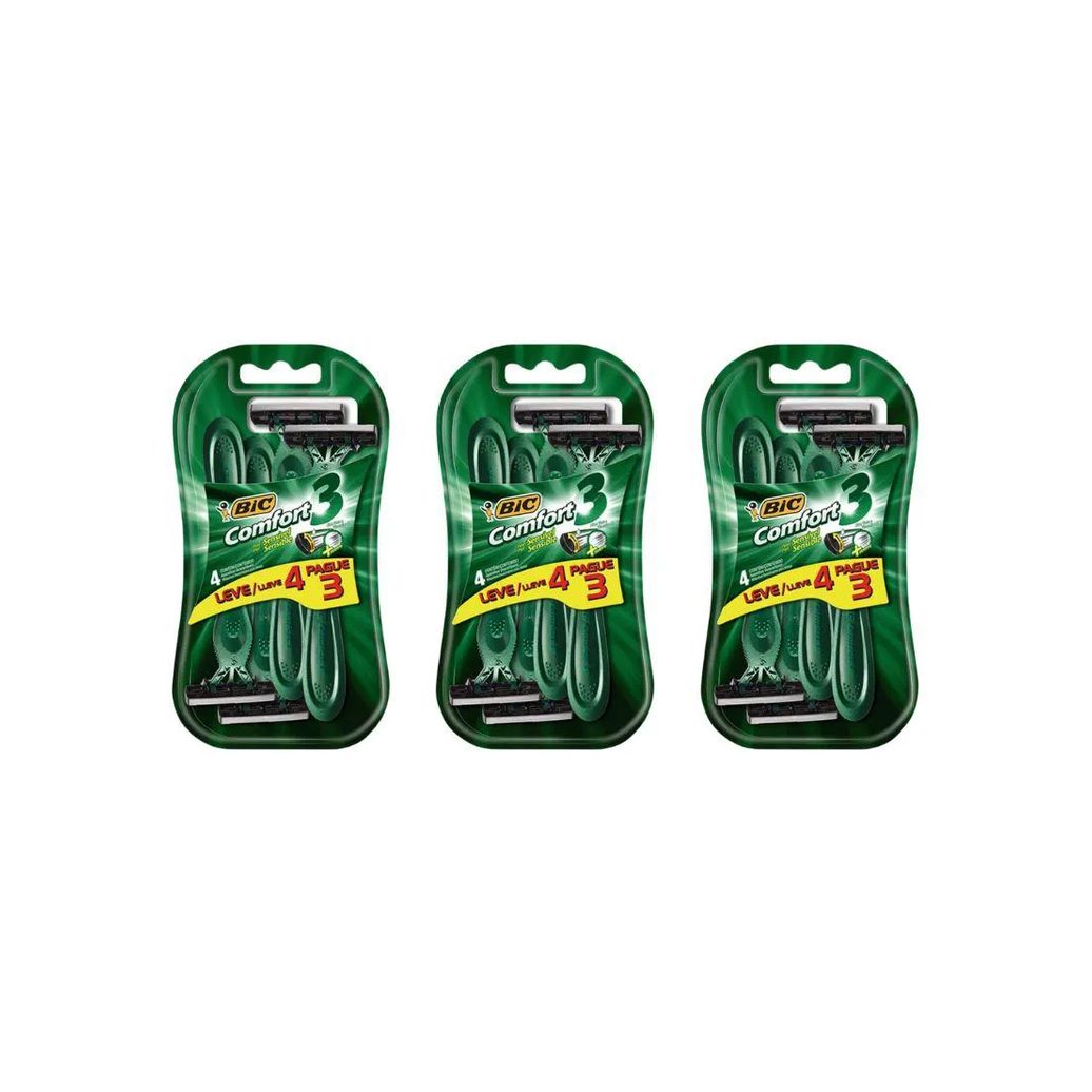 Aparelho de Barbear Bic Comfort 3 L4P3 Pele Sensivel-Kit 3un