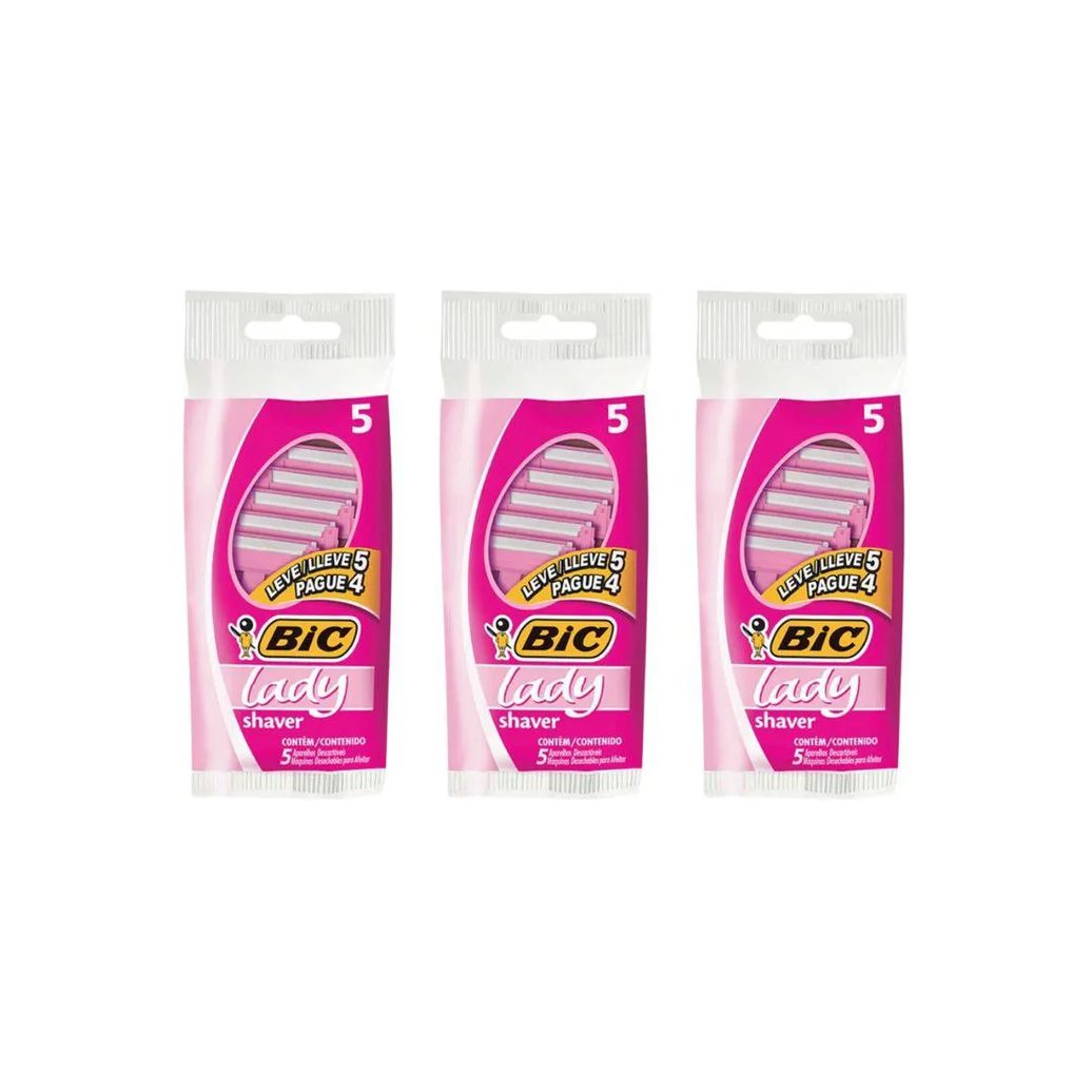 Aparelho Depilatorio Bic Lady Shaver Leve 5 Pague 4 - Kit C/ 3un