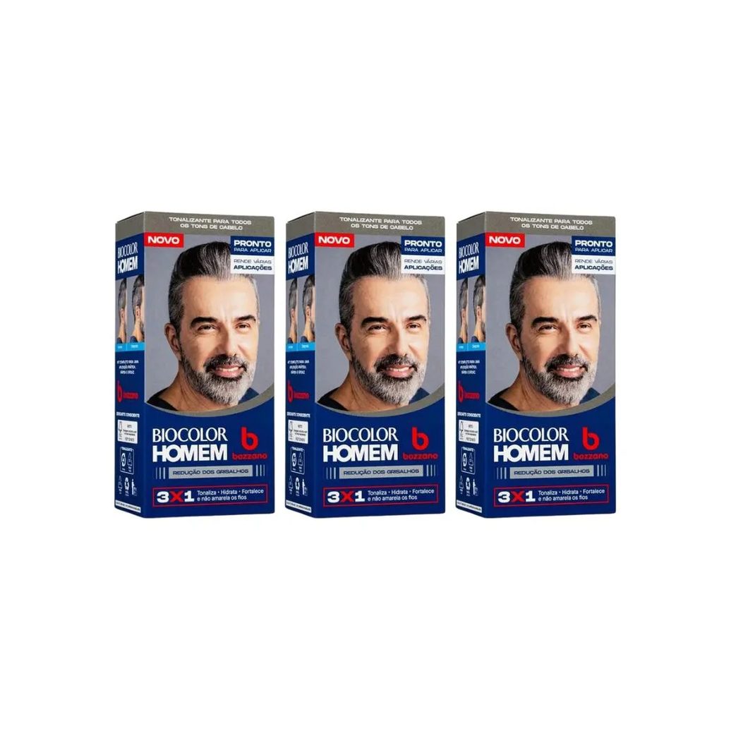 Coloraçao Biocolor Homem Red Grisalho-Kit C/3un
