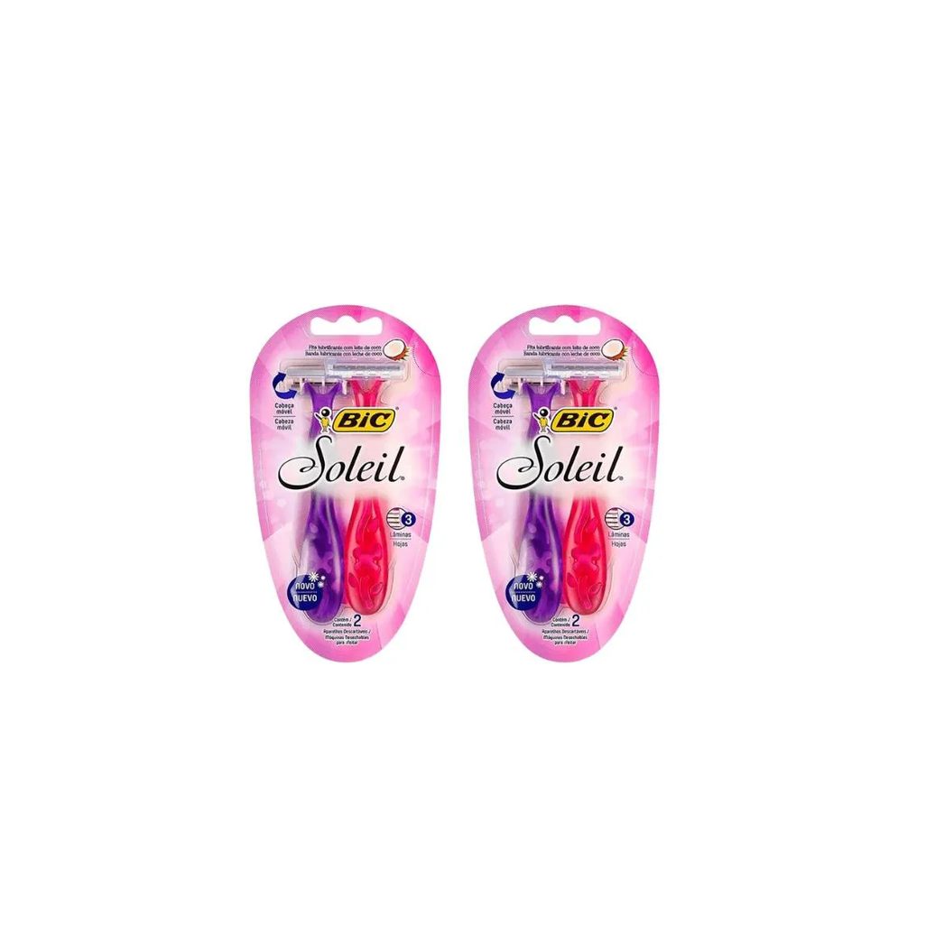 Aparelho de Barbear Bic Soleil Com 2 Rosa /Roxo - Kit C/2un