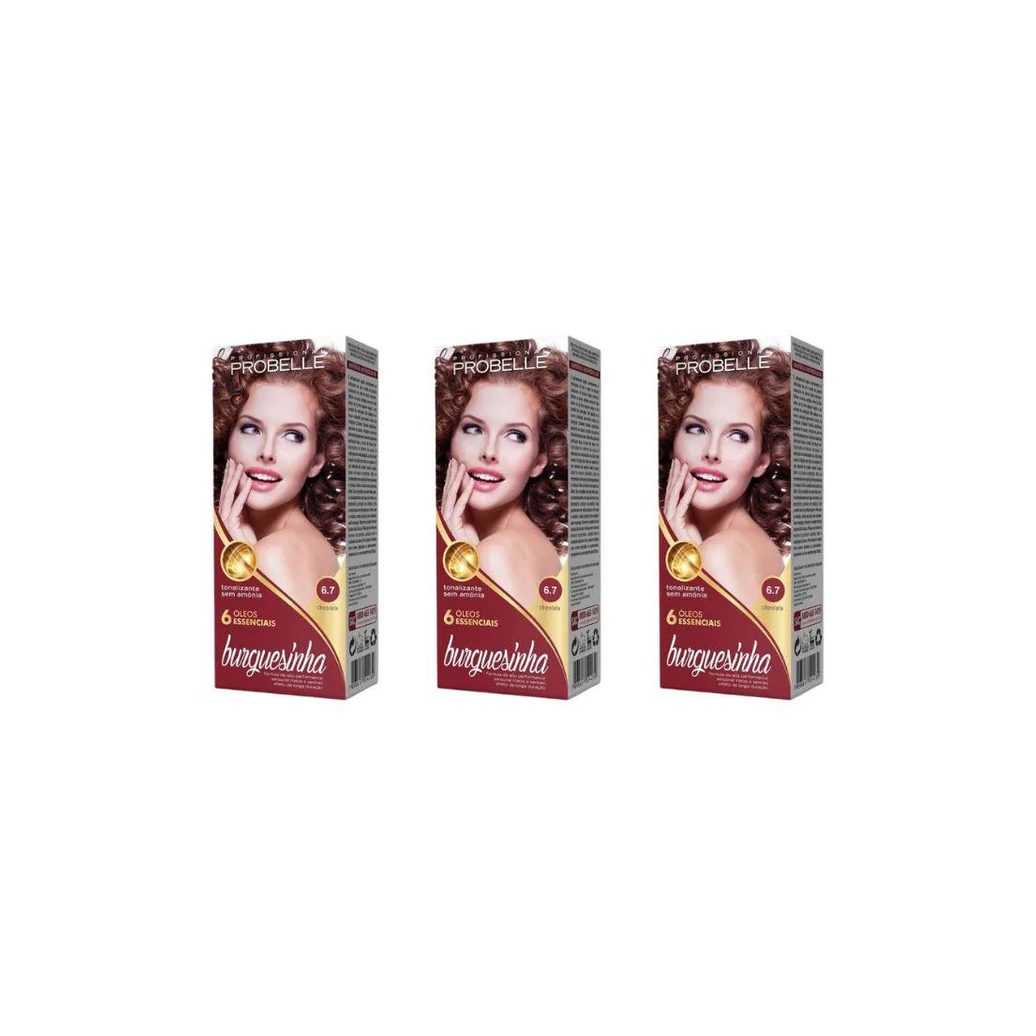 Coloraçao Probelle Burguesinha 6.7 chocolate - Kit C/3un