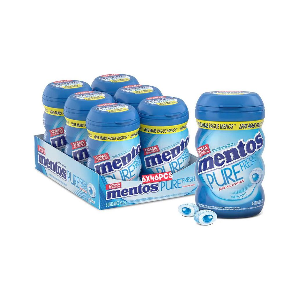 Mentos Pure Fresh Chiclete Sem Açúcar Sabor Fresh Mint com 46 unidades