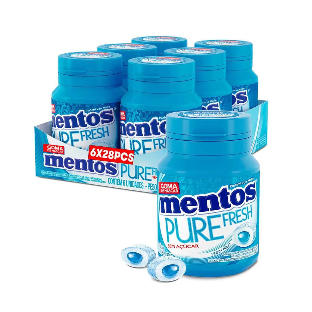 Mentos Pure Fresh Chiclete Sem Açúcar Sabor Fresh Mint com 28 unidades