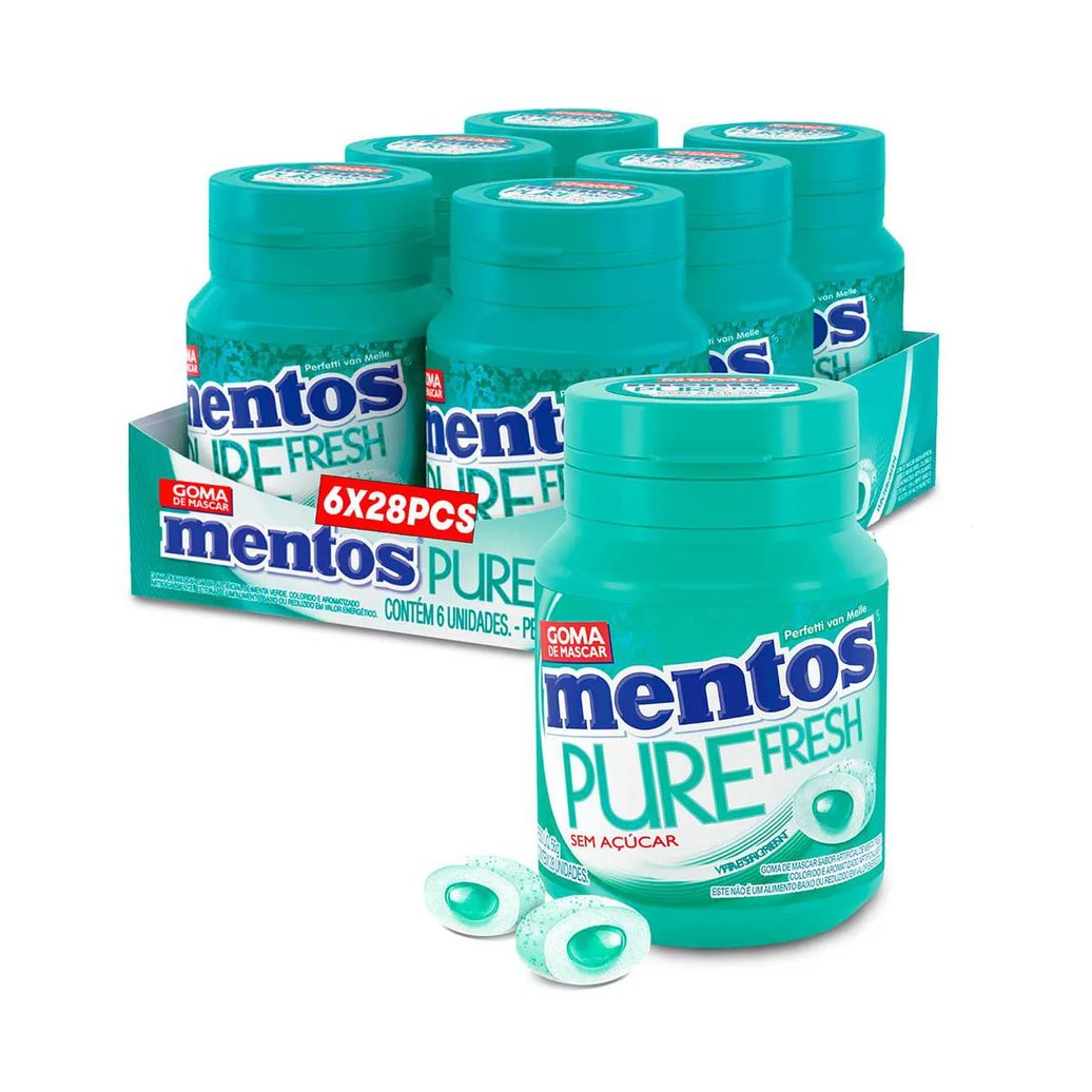 Mentos Pure Fresh Chiclete Sem Açúcar Sabor Wintergreen com 28 unidades