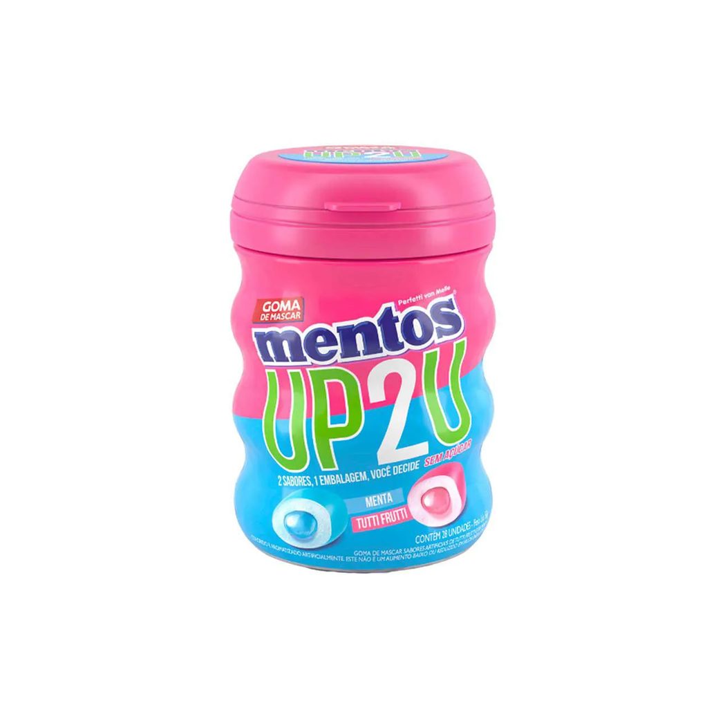 Mentos Up2U Chiclete Sem Açúcar Sabor Menta e Tutti-Frutti com 28 unidades