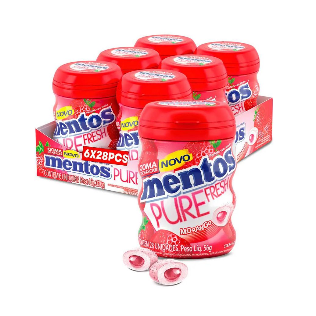 Goma de Mascar Mentos Pure Fresh Morango 56g
