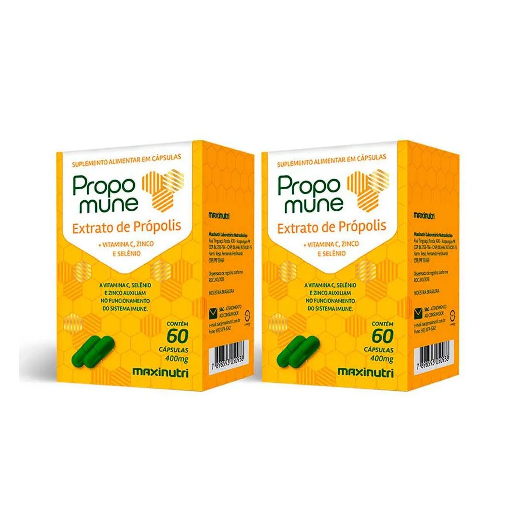 Kit 2 Propomune Própolis Vitamina C Zinco 60 Caps Maxinutri