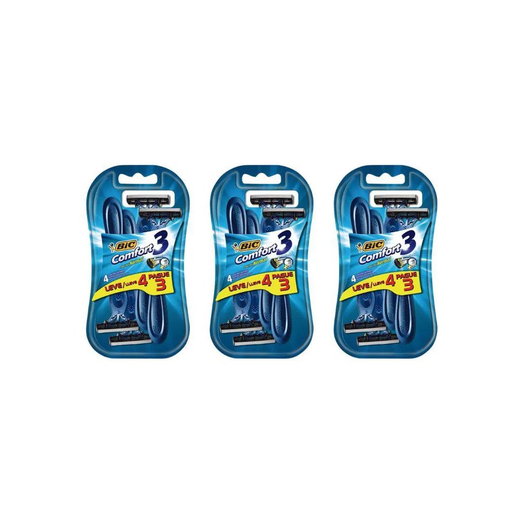 Aparelho de Barbear Bic Comfort 3 L4P3 Pele Normal - Kit 3un