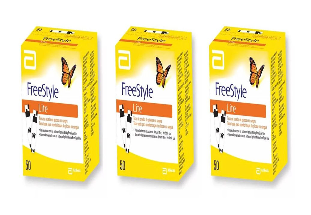 Kit 3 Tiras Glicemia Glicose P/ Diabete Freestyle Lite 50un