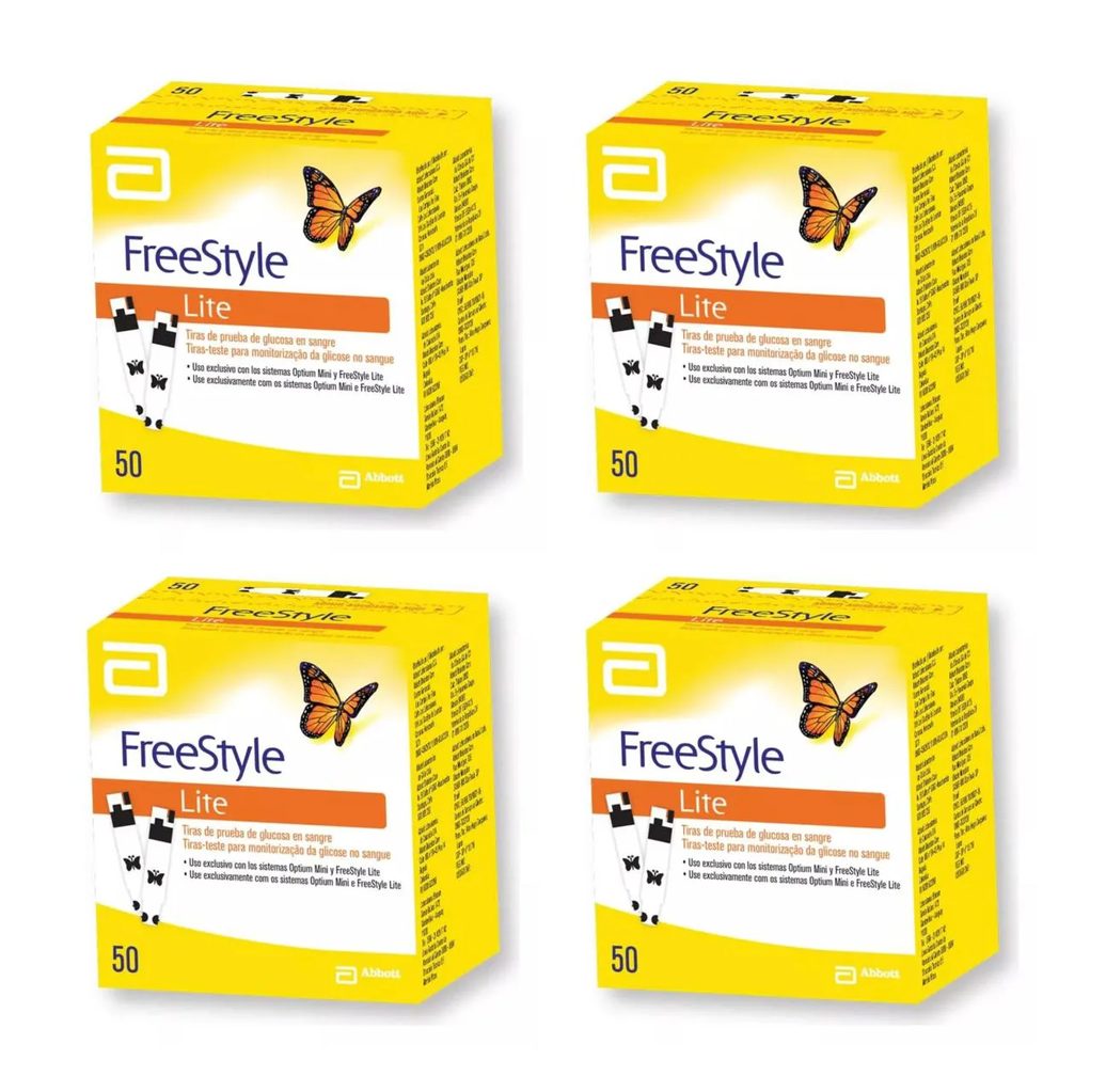 Kit 4 Tiras Glicemia Glicose P/ Diabete Freestyle Lite 50un