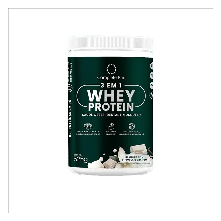 Whey Isolado 3 em 1 Baunilha com Chocolate 525gr Complete Bari