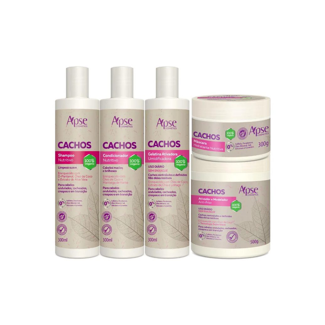 Kit Apse Shampoo, Condicionador, Gelatina, Máscara 300g E Ativador 500ml Apse Cosmetics