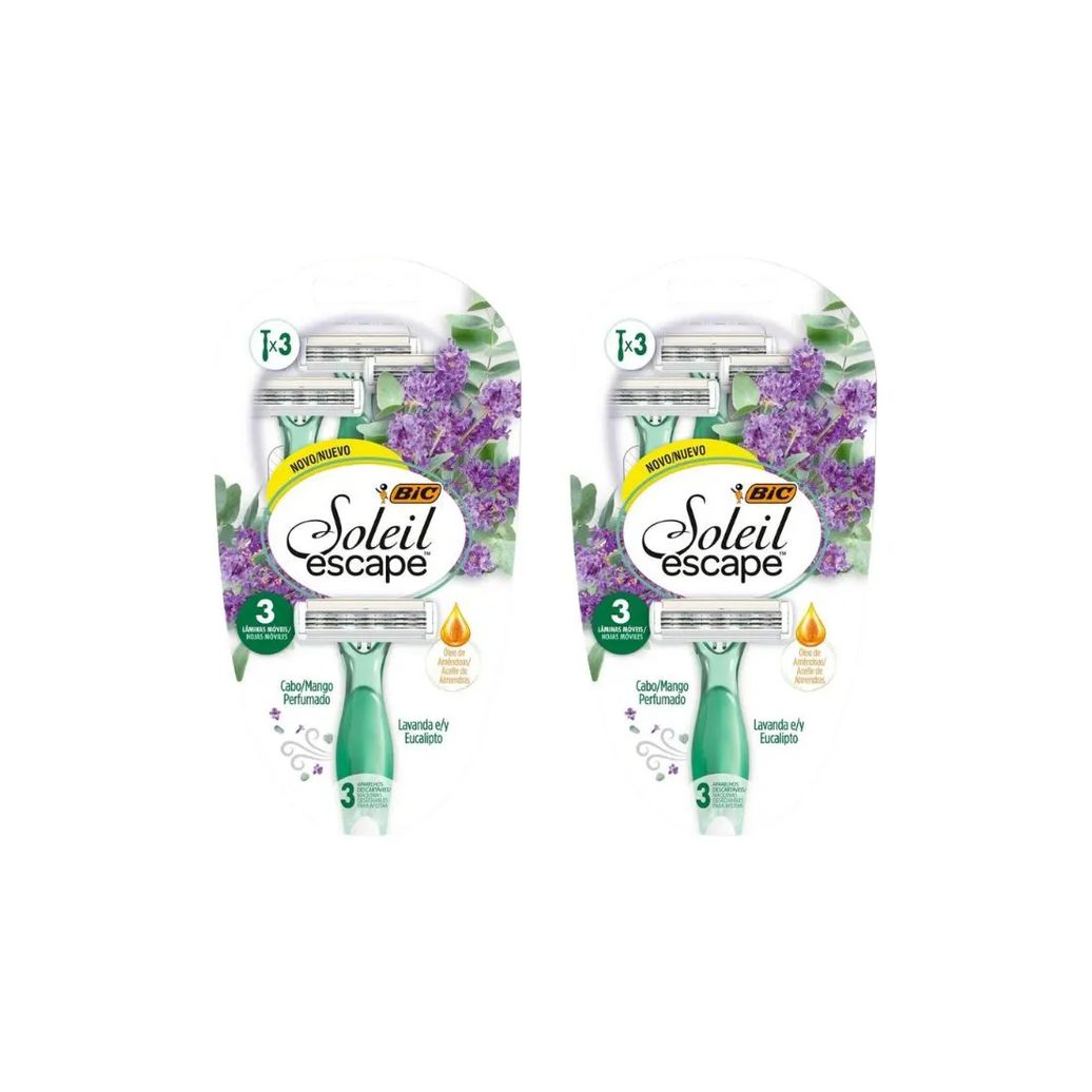 Aparelho Depilatorio Bic Soleil Escape Verde Com 3un-Kit 2un