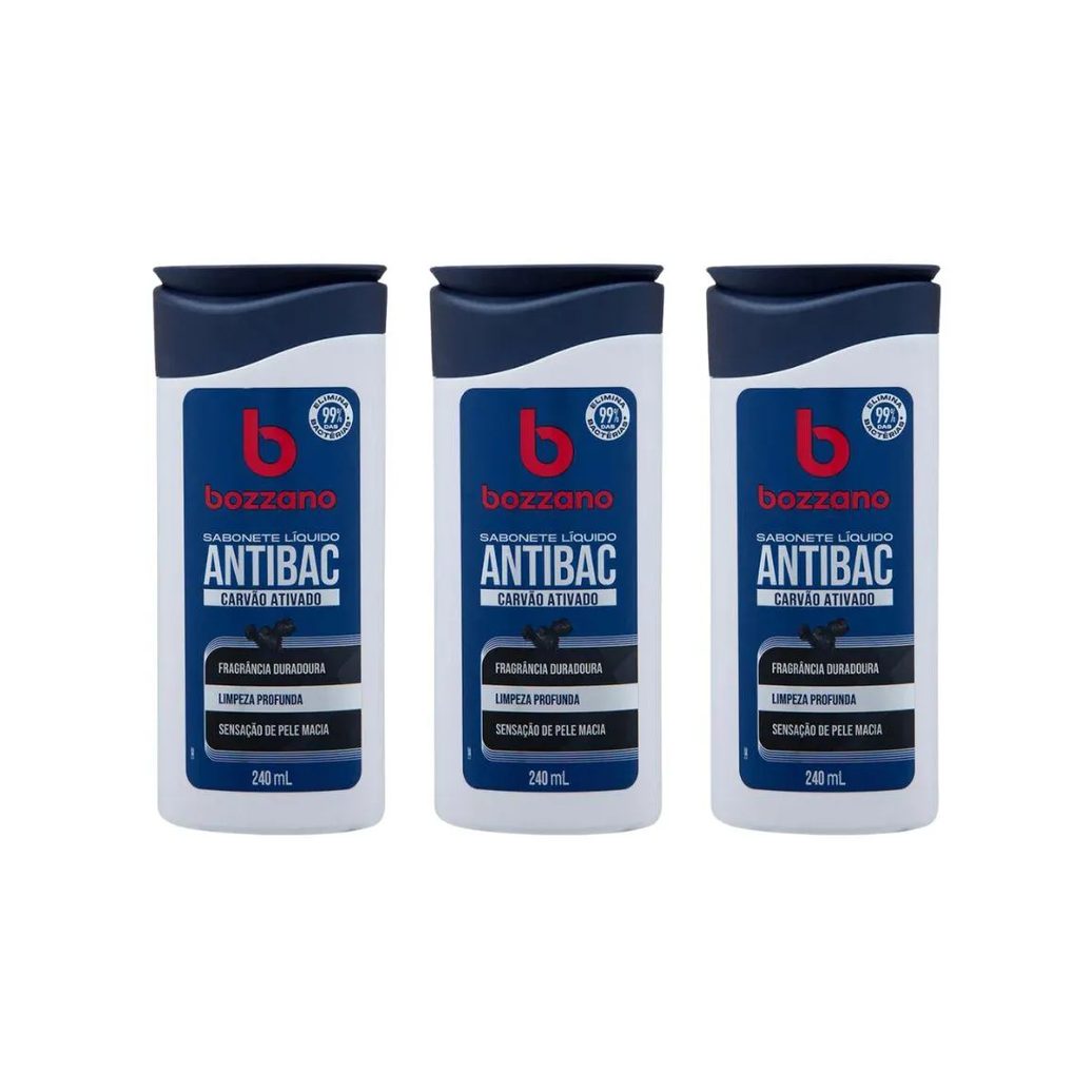 Sabonete Liquido Bozzano Carvao Ativado 240ml - Kit C/ 3un