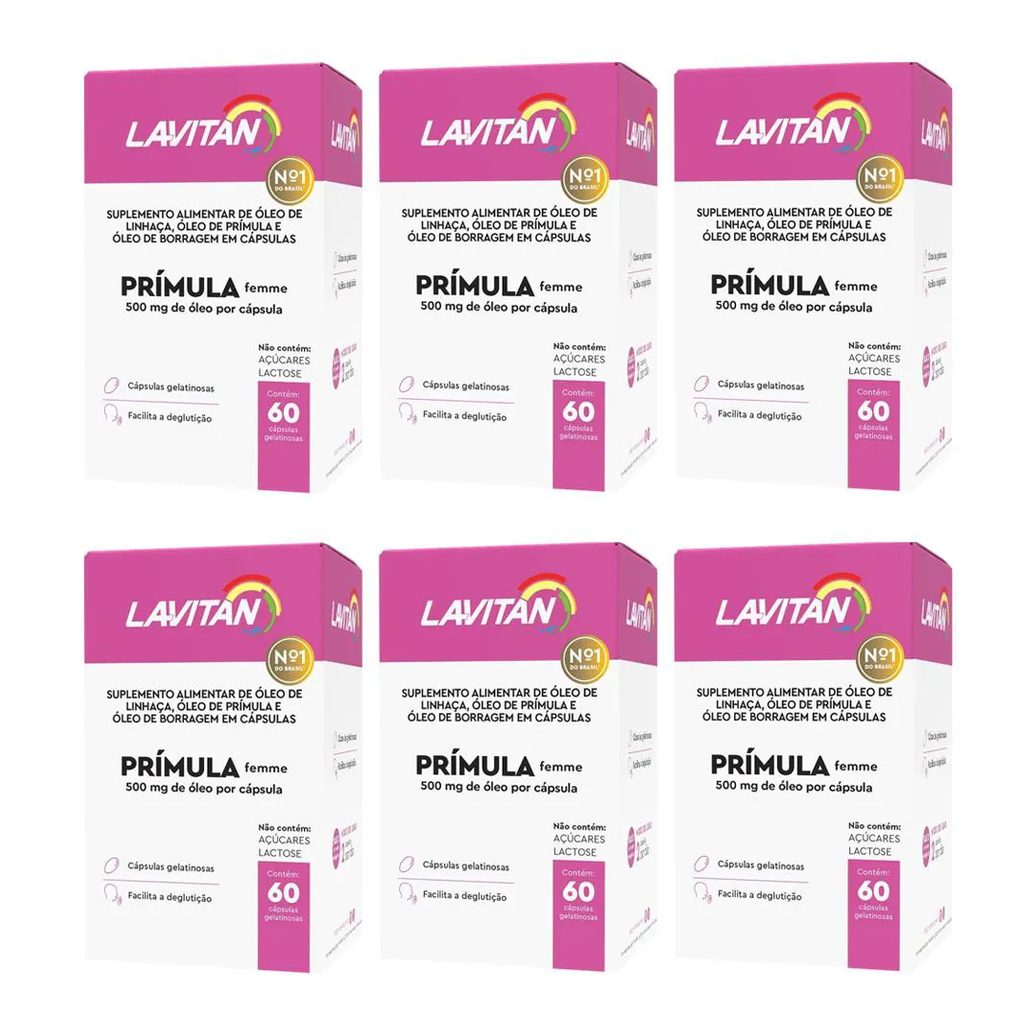Kit 6 Lavitan Óleo de Prímula Femme 60Cps - Cimed