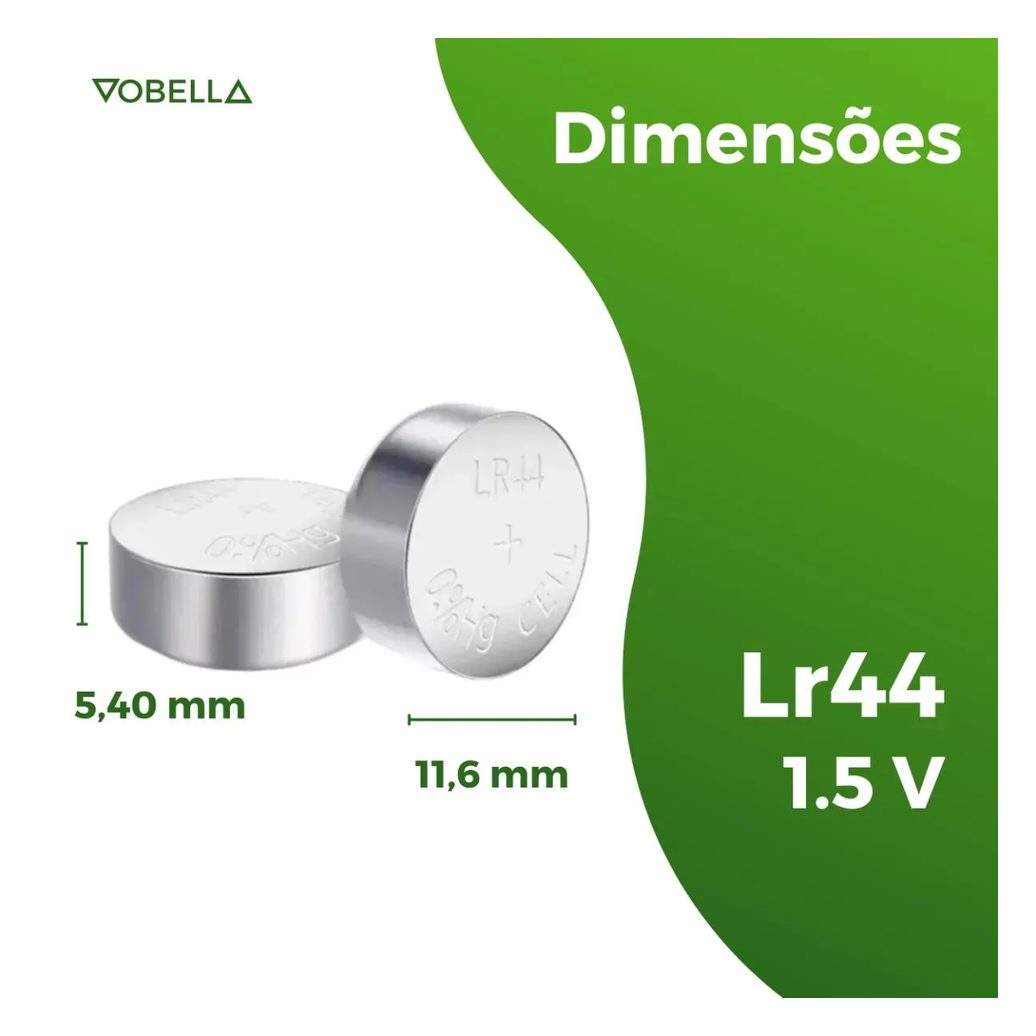 10 Baterias Pilhas Alcalina Lr44 1,5v Blister Cartela Elgin