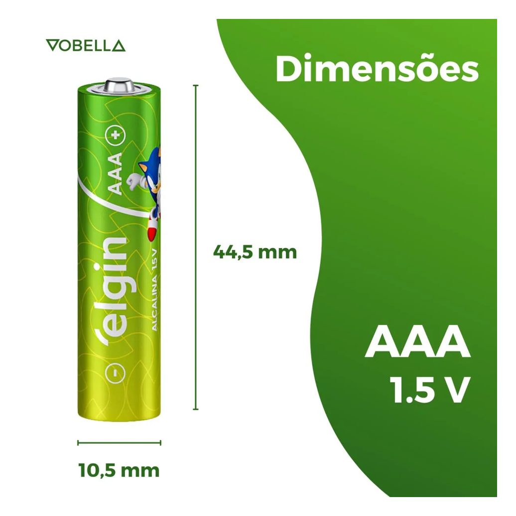 Pilha Alcalina Aaa Palito Elgin Blister Com 4 Unidades