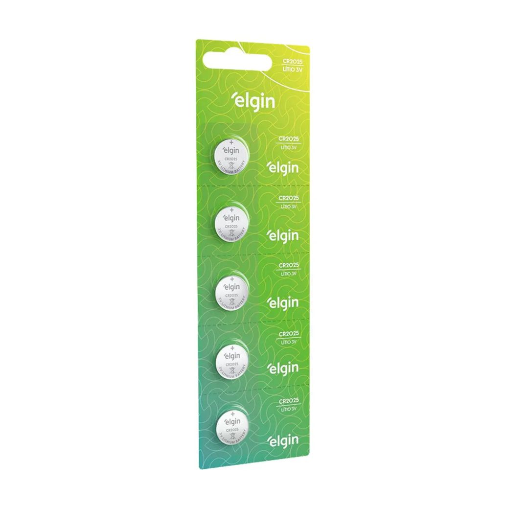 5 Baterias Pilha Moeda Cr2025 3v Blister Cartela Elgin