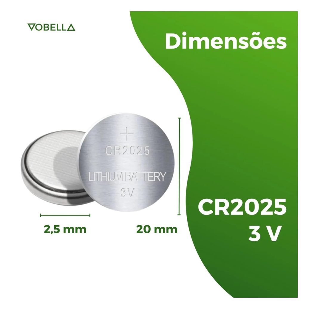 5 Baterias Pilha Moeda Cr2025 3v Blister Cartela Elgin