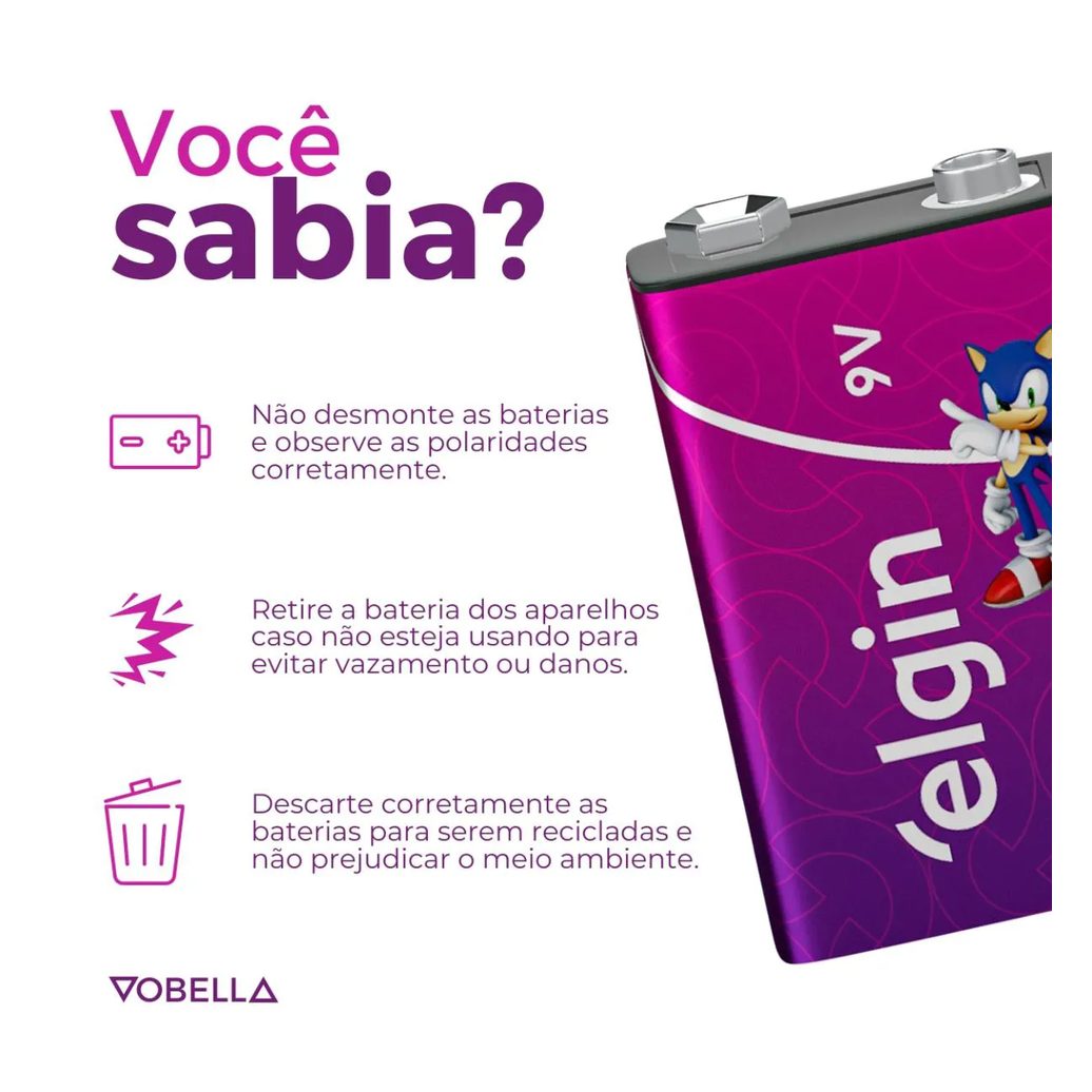 Bateria Recarregável 250mah 9v Sensor Controle Elgin
