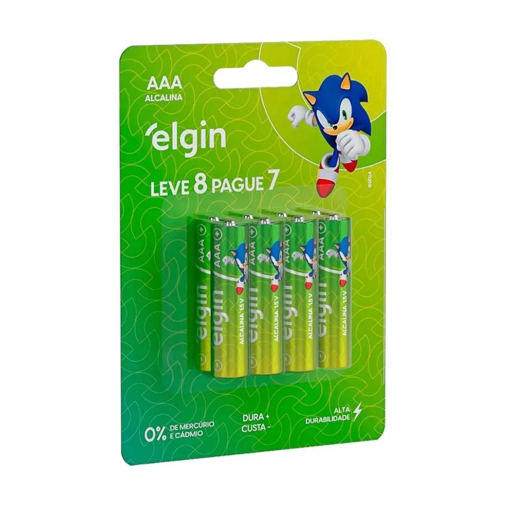 Pilha Alcalina Aaa Palito 1,5v LR03 Blister 8 Unidades Elgin
