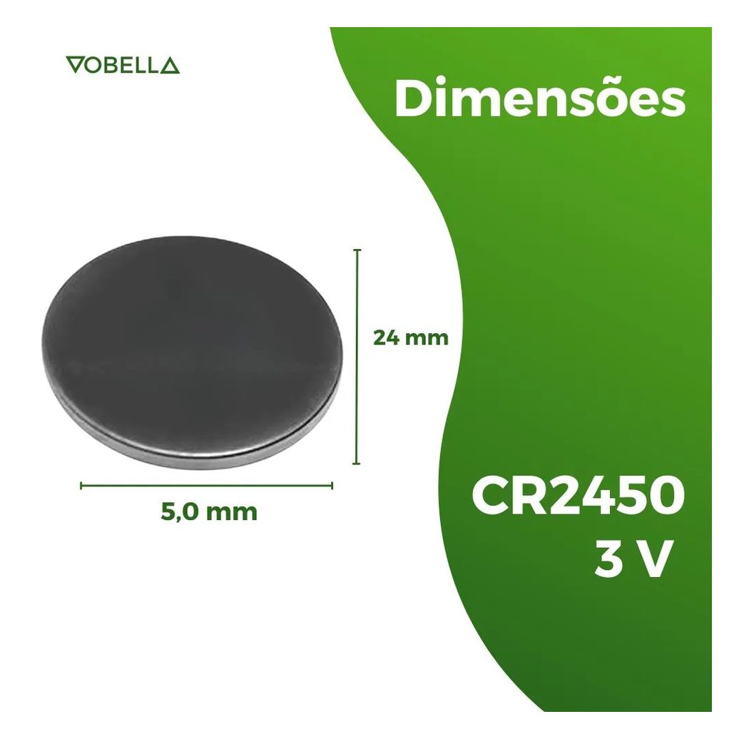 5 Baterias Pilha Moeda Cr2450 3V 1 Cartela Brinquedos Elgin