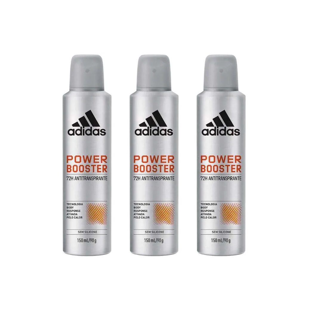Desodorante Aero Adidas 150ml Masc Power Booster - 3un