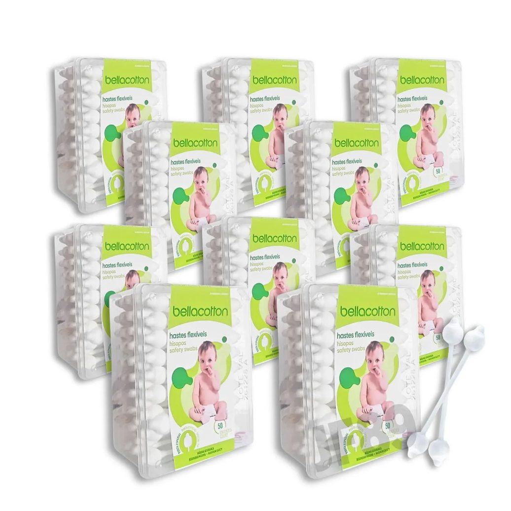 Haste Flexível Cotonete Bebe Bellacotton 10 pac. total 500un