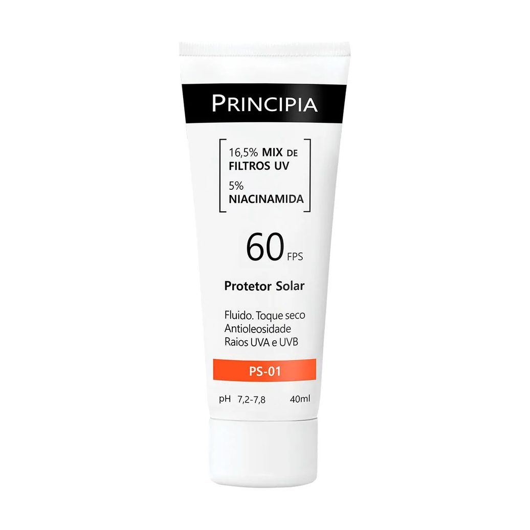 Kit Facial Principia Skincare Protetor Solar PS-01 FPS 60 40ml + Gel de Limpeza Suave GL-02 200g+ Sérum Anti-Idade NC-10 30ml + Gel Hidratante GH-01 50g