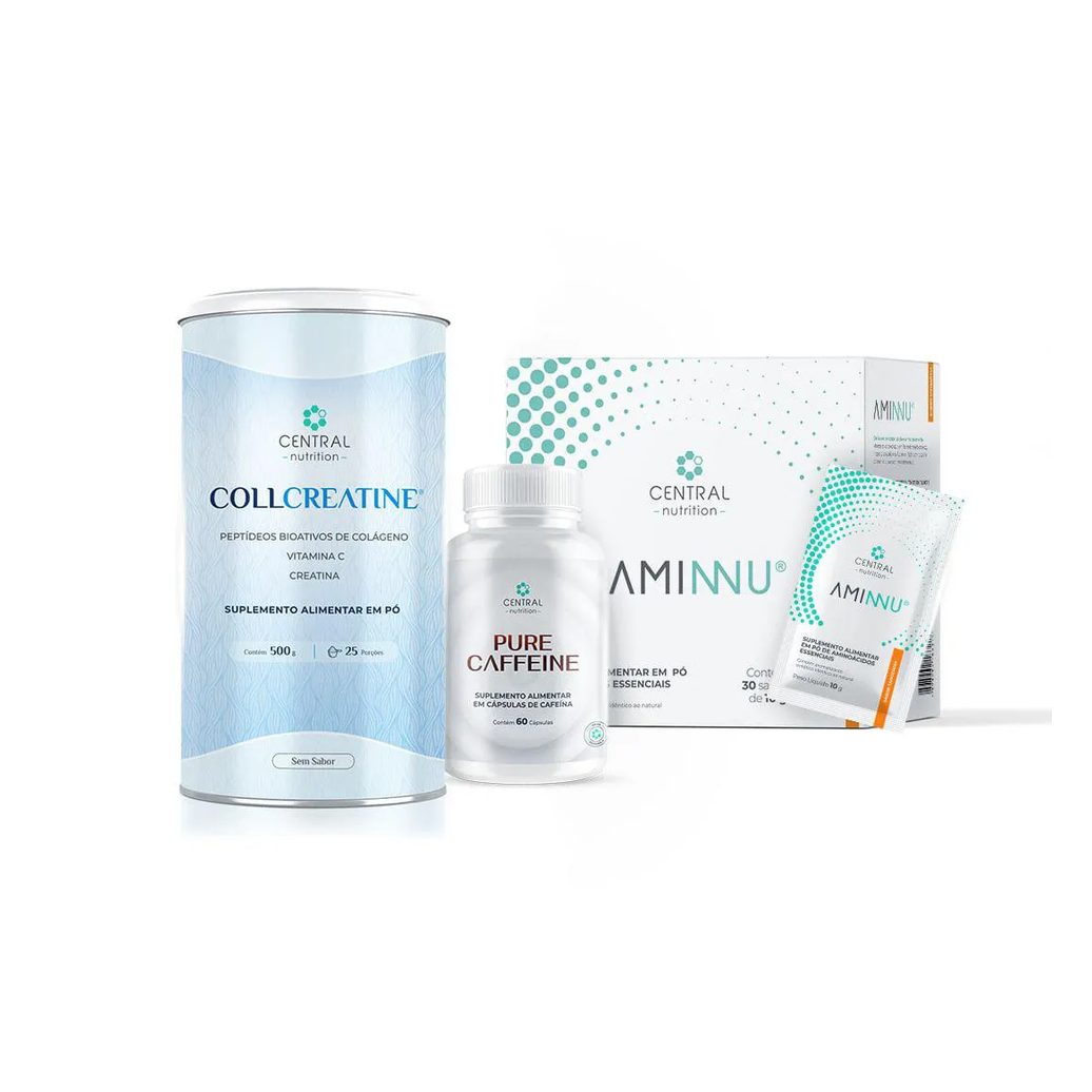 Protocolo Performance e Força (AMINNU® Tangerina + COLLCREATINE® Sem Sabor + PURE CAFFEINE)