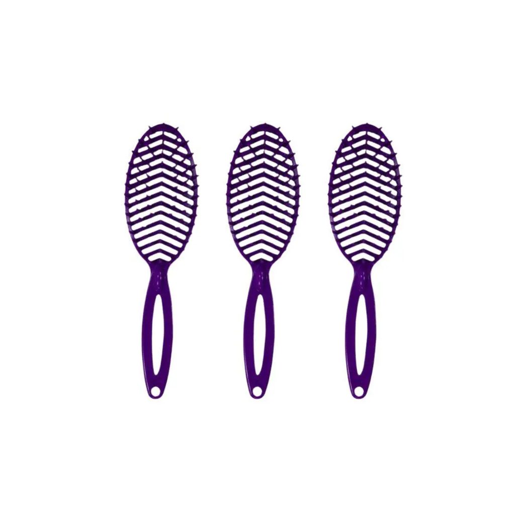 Escova de Cabelo Darma Flex Oval Roxa - Kit C/ 3un