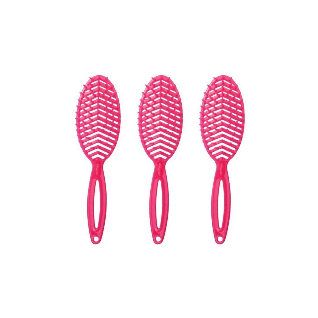 Escova de Cabelo Darma Flex Oval 338 Pink - Kit C/ 3un