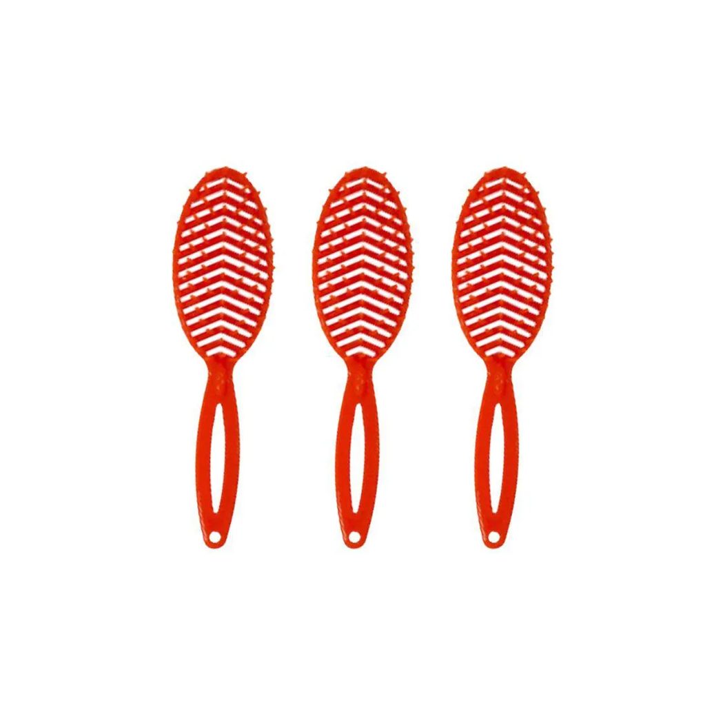 Escova de Cabelo Darma Flex 339 Oval Laranja - Kit C/ 3un