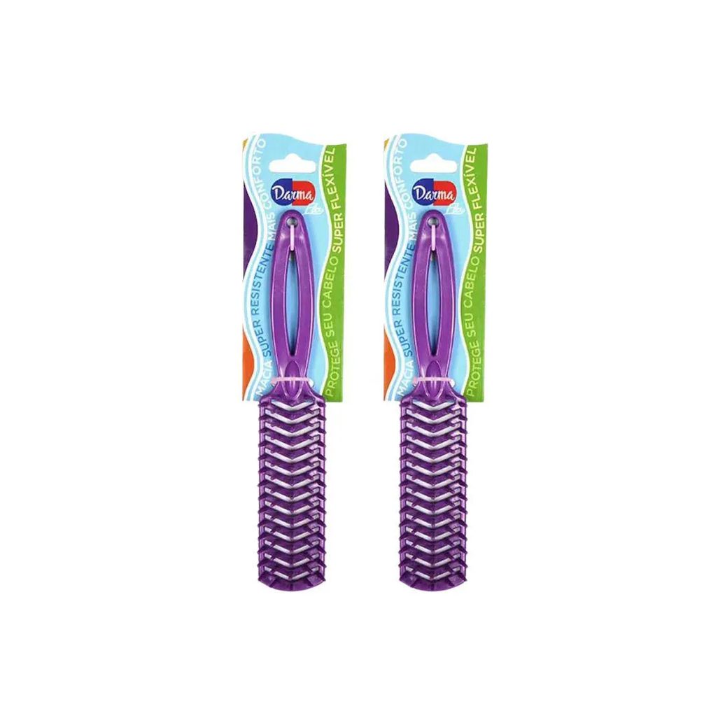 Escova de Cabelo Darma Flex Reta 347 Roxa - Kit C/ 2un